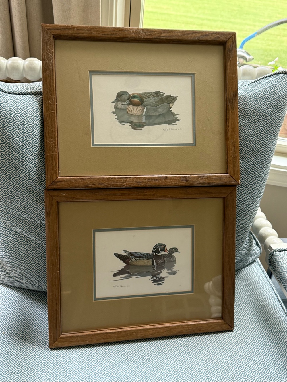 Richard Sloan 1981 Signed Duck/Bird Prints - Set of 2, Matted & Framed